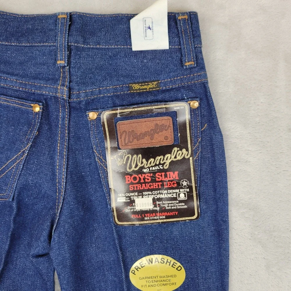 Vintage Wrangler Jeans Boys 11 Slim Straight Leg Made USA‎ 90s Denim Prewashed